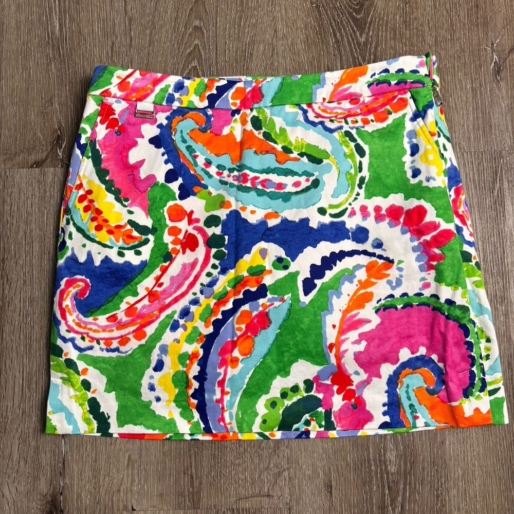 Polo Golf Ralph Lauren 8 Multicolor Abstract  Skort Pink‎ Lined Cotten Blend